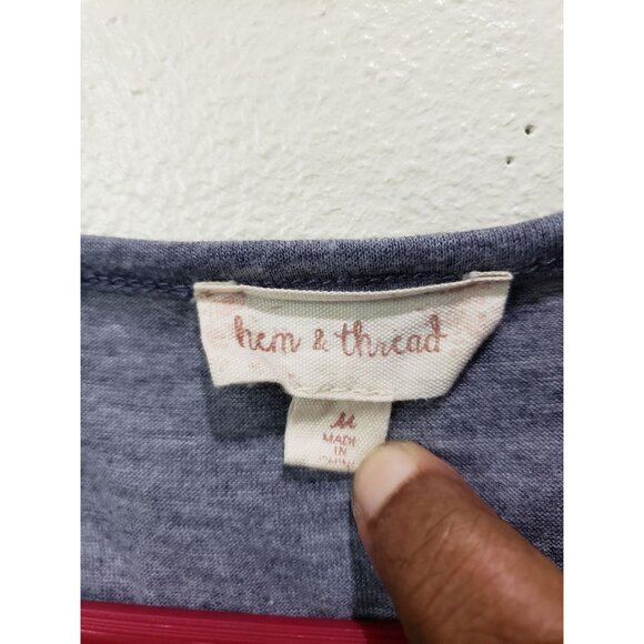 Hem & Thread blue, baby doll, short flutter sleeve top, size M - Picture 3 of 6